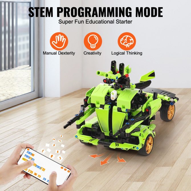 VEVOR STEM Building Toys for Kids 2 in 1 App & Remote Control Car/Robot 461 PCS - Image 3