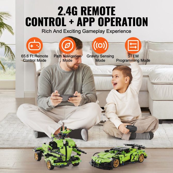 VEVOR STEM Building Toys for Kids 2 in 1 App & Remote Control Car/Robot 461 PCS - Image 5