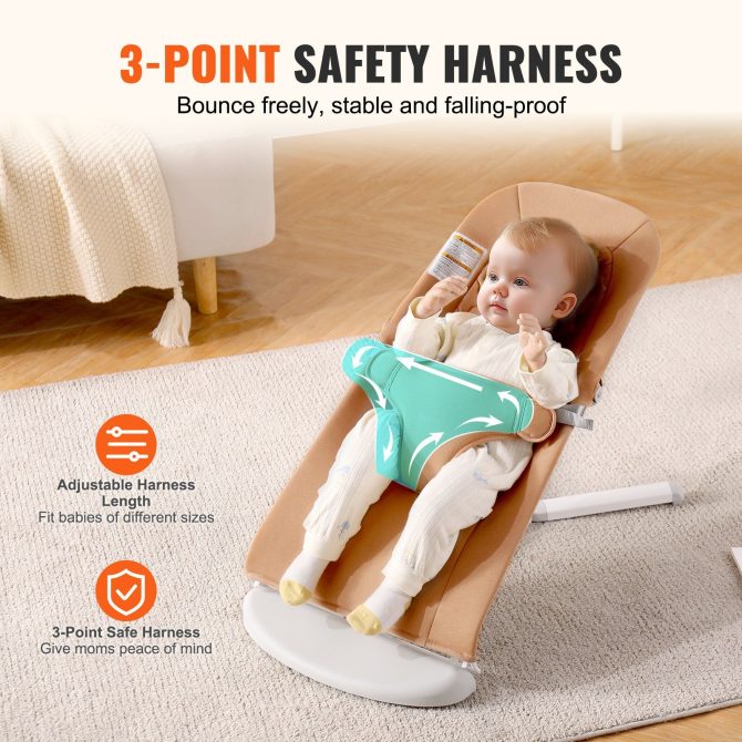 VEVOR Baby Bouncer Folding Bouncer Seat Chair for Babies with 2 Reclining Angles - Image 5