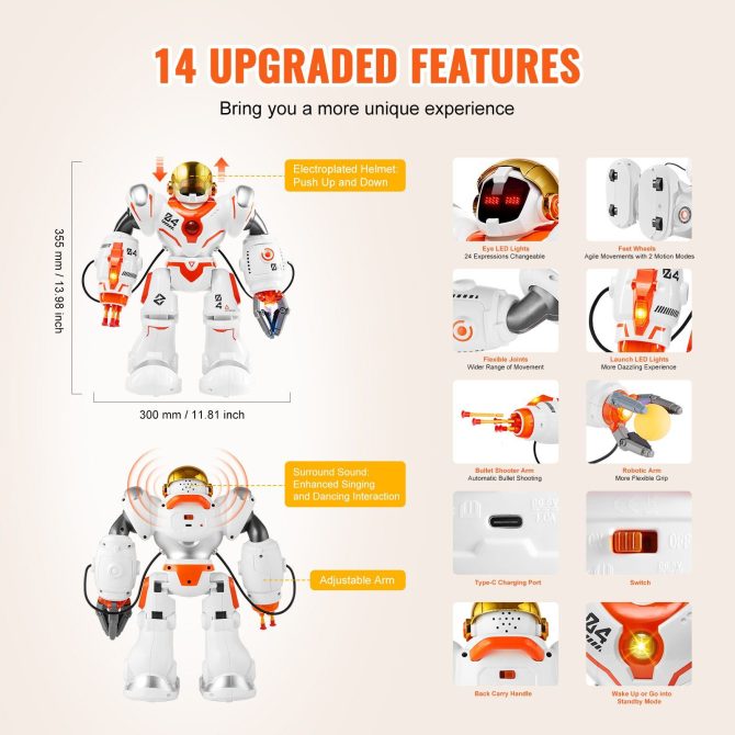 VEVOR RC Robot Toy Battle Robot for Kids Remote Control Robotic Toy Programmable - Image 3