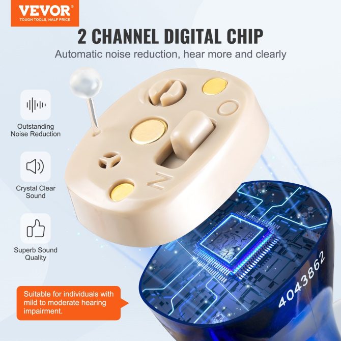 VEVOR Hearing Aids for Senior Rechargeable Hearing Amplifiers & 8 Pair Ear Domes - Image 2