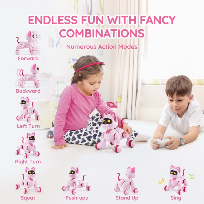 VEVOR RC Robot Cat Toy for Kid Talking Dancing Touch Remote Control Programmable - Image 4