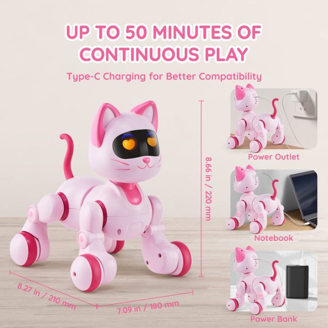 VEVOR RC Robot Cat Toy for Kid Talking Dancing Touch Remote Control Programmable - Image 6