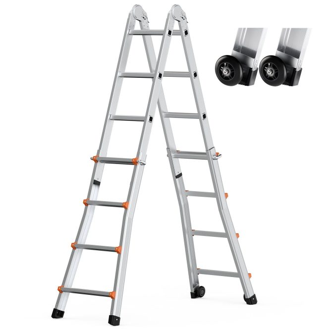 VEVOR Telescoping Ladder A Frame 15 FT Extension Multi-Function for Homework - Image 9
