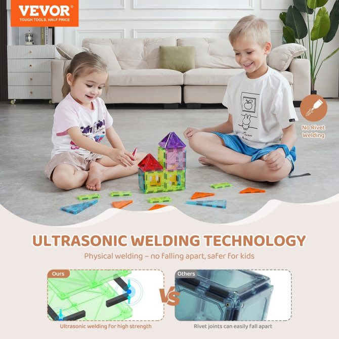 VEVOR Magnetic Tiles Magnetic Building Toy 32 PCS Magnet Blocks for Kids 3D Set - Image 2