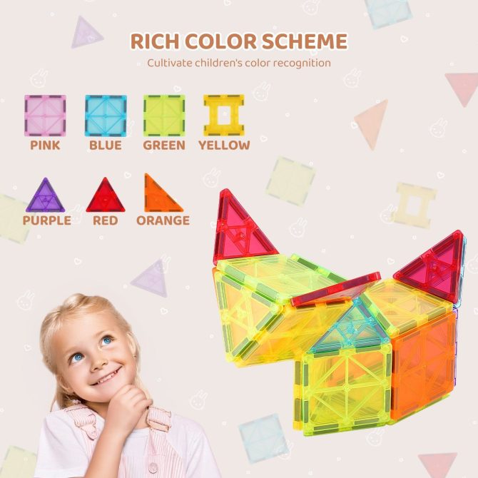 VEVOR Magnetic Tiles Magnetic Building Toy 32 PCS Magnet Blocks for Kids 3D Set - Image 3