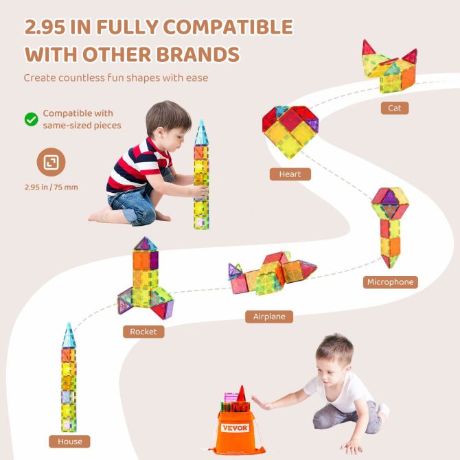 VEVOR Magnetic Tiles Magnetic Building Toy 32 PCS Magnet Blocks for Kids 3D Set - Image 5