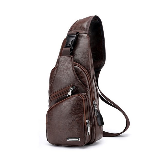 Men USB Charging Bag Men Chest Bag for Custom PU PVC Shoulder Bag Diagonal Package Messenger Travel Bag Cross Body Bags - Image 2