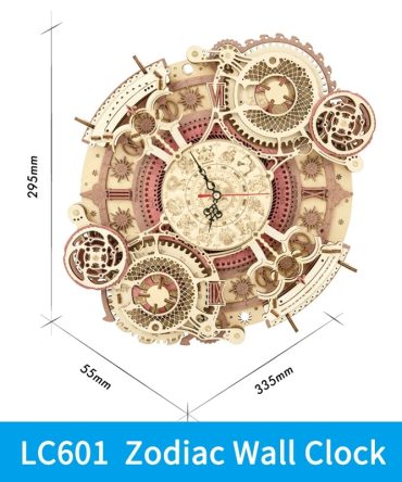 Robotime ROKR Zodiac Wall Clock 3D Wooden Puzzle Model Assembly Toys Gifts for Children Kids Teens LC601 Support Dropshipping