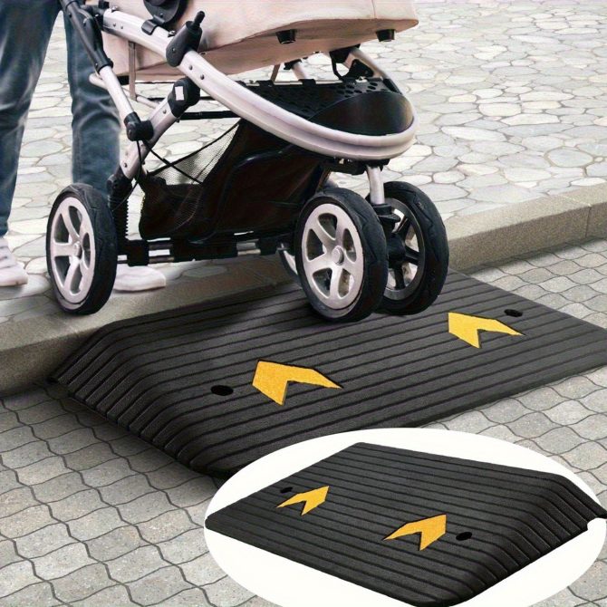3-inch rubber threshold ramp - heavy-duty single-aisle design, non-slip surface (33,069 lb load capacity) - ideal for wheelchairs, scooters and mobility AIDS - Image 2