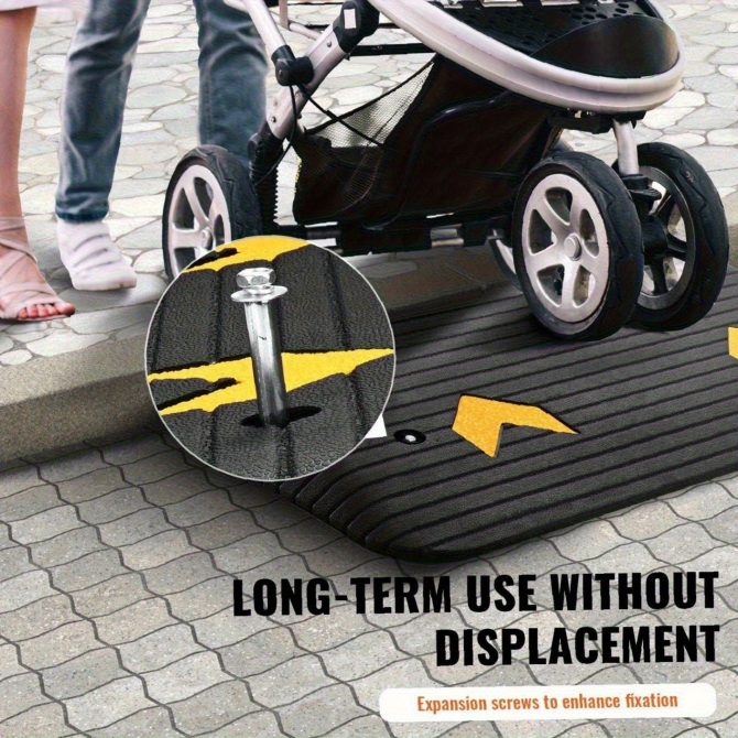3-inch rubber threshold ramp - heavy-duty single-aisle design, non-slip surface (33,069 lb load capacity) - ideal for wheelchairs, scooters and mobility AIDS - Image 3