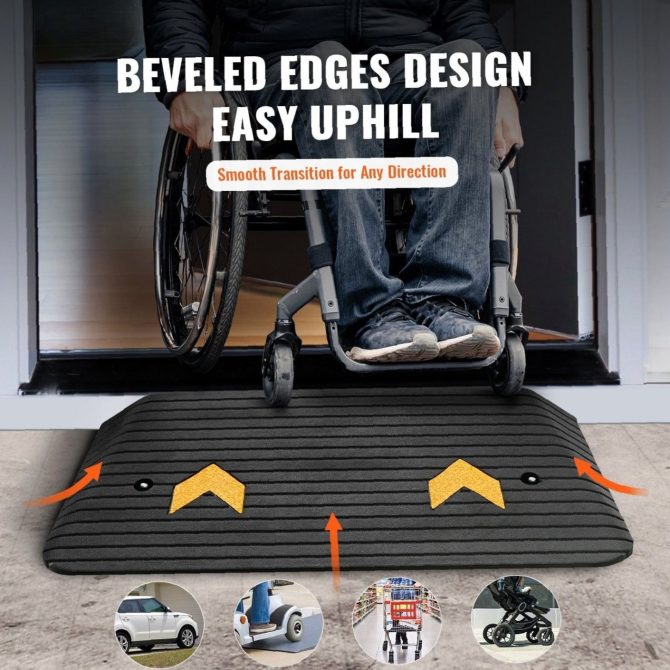 3-inch rubber threshold ramp - heavy-duty single-aisle design, non-slip surface (33,069 lb load capacity) - ideal for wheelchairs, scooters and mobility AIDS - Image 5