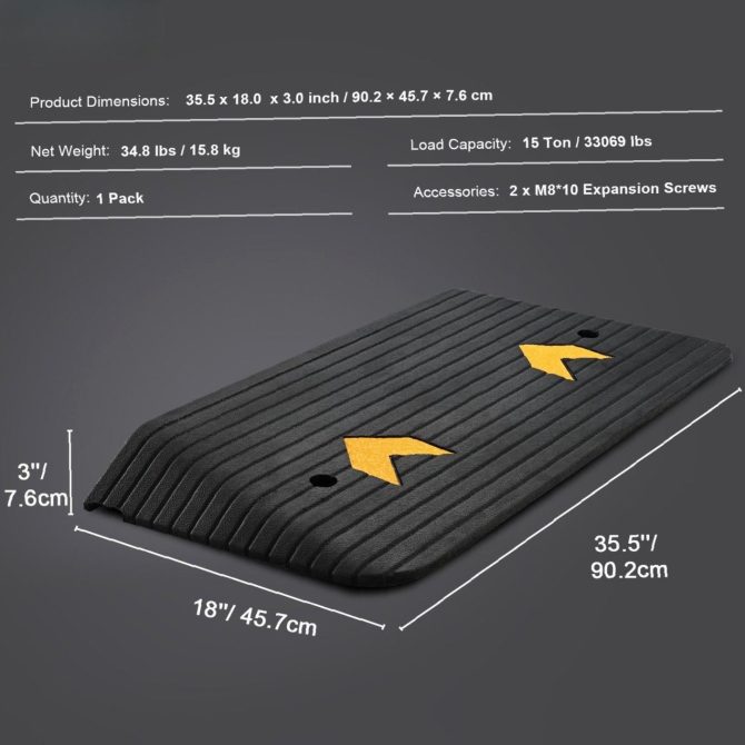 3-inch rubber threshold ramp - heavy-duty single-aisle design, non-slip surface (33,069 lb load capacity) - ideal for wheelchairs, scooters and mobility AIDS - Image 9