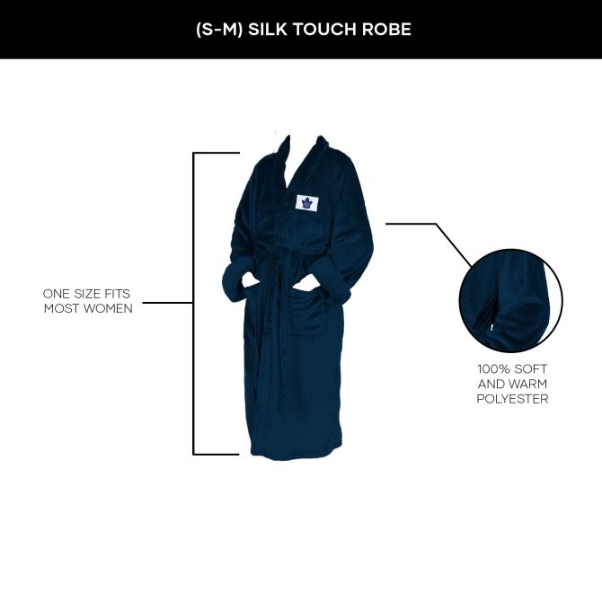 Toronto Maple Leafs NHL Navy Snipe S/M Silk Touch Robe 23X41 Inches - Image 4