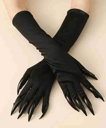 Halloween Costume Cat Woman Claw Gloves Paw Gloves Long Fingernails Black Party Gloves Cat Claws Halloween Prop Wolf Claws Glove Cosplay Costume(1 Pair)