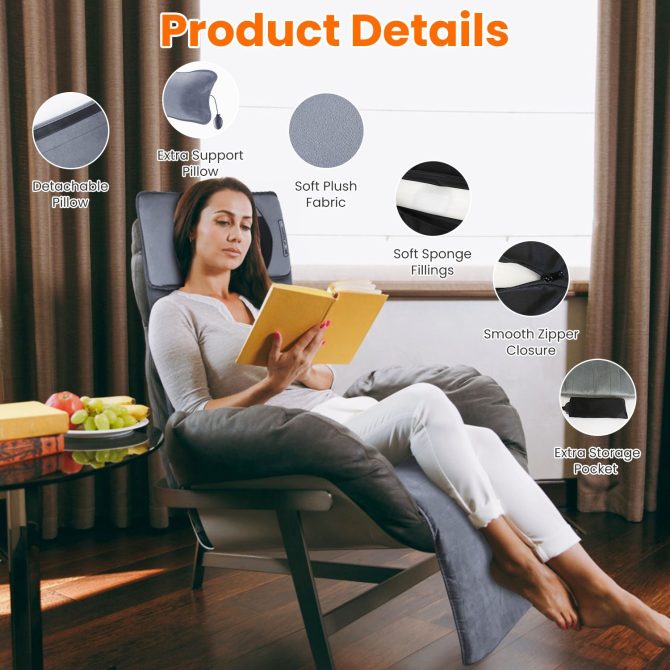 Full Body Electric Massage Mat with Heat Vibration Massage Pad Cushion Back Massage Mattress Chair Pad with Neck Massage Pillow with 10 Vibration Motors Timer - Image 3