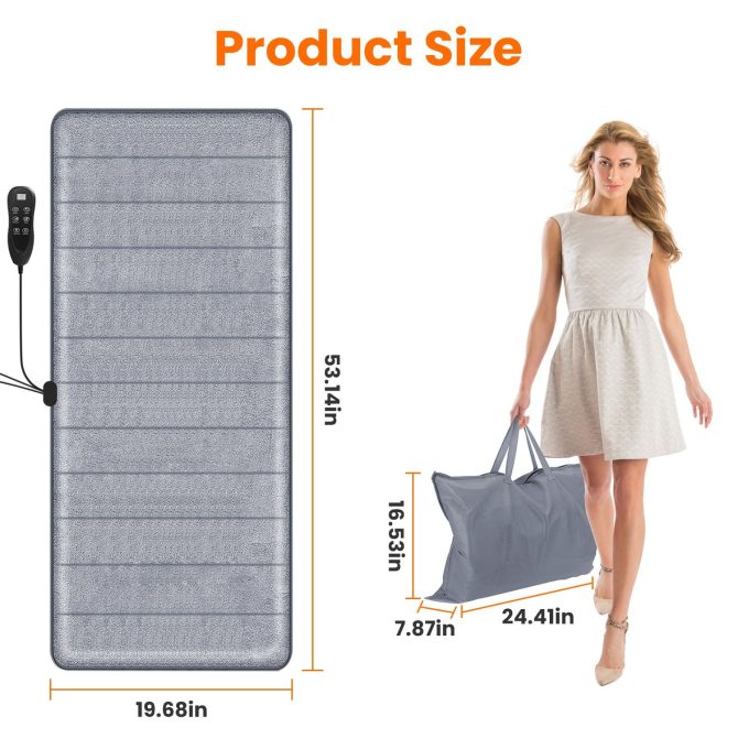 Full Body Electric Massage Mat with Heat Vibration Massage Pad Cushion Back Massage Mattress Chair Pad with Neck Massage Pillow with 10 Vibration Motors Timer - Image 10
