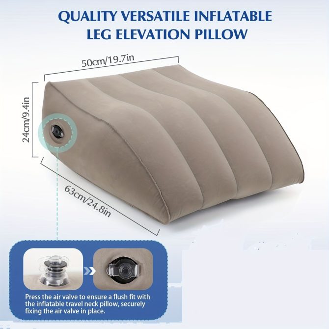 Xemussa An inflatable leg lift pillow, a portable wedge pillow with a storage bag, a multifunctional leg lift pillow that helps promote blood circulation, treat leg injuries, and provide leg rest - Image 2