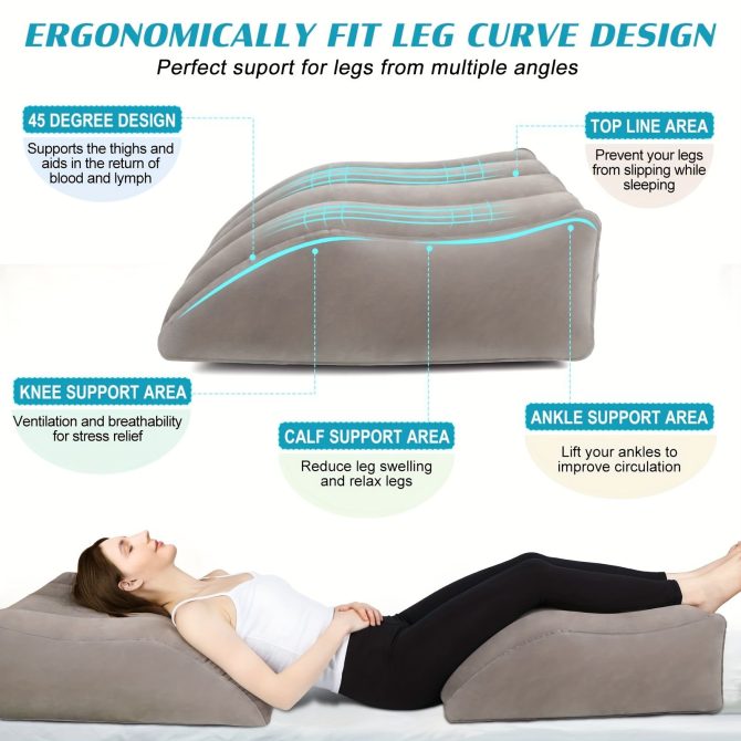 Xemussa An inflatable leg lift pillow, a portable wedge pillow with a storage bag, a multifunctional leg lift pillow that helps promote blood circulation, treat leg injuries, and provide leg rest - Image 3