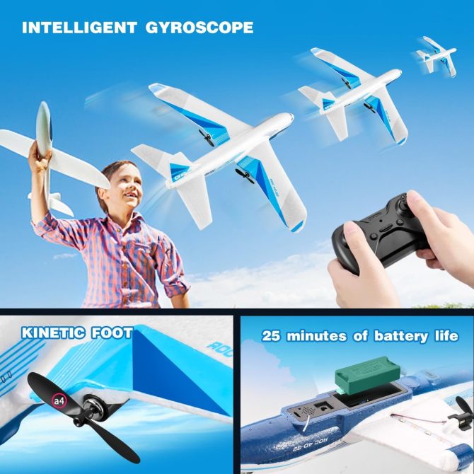 G2 RC Plane 4-Axis Fighter Jet 2.4Ghz 2 Channel RC Aircraft with LED 1~2 Batteries,birthday gifts,holiday gifts for kids ,US - Image 4