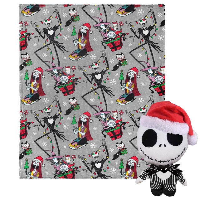 Disney Nightmare Before Christmas Freaky Festivities Hugger Pillow & Silk Touch Throw Blanket Set 40x50 Inches