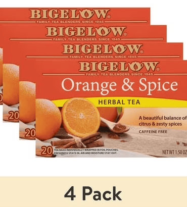 (4 pack) Bigelow Orange & Spice, Herbal Tea, Tea Bags, 20 Ct