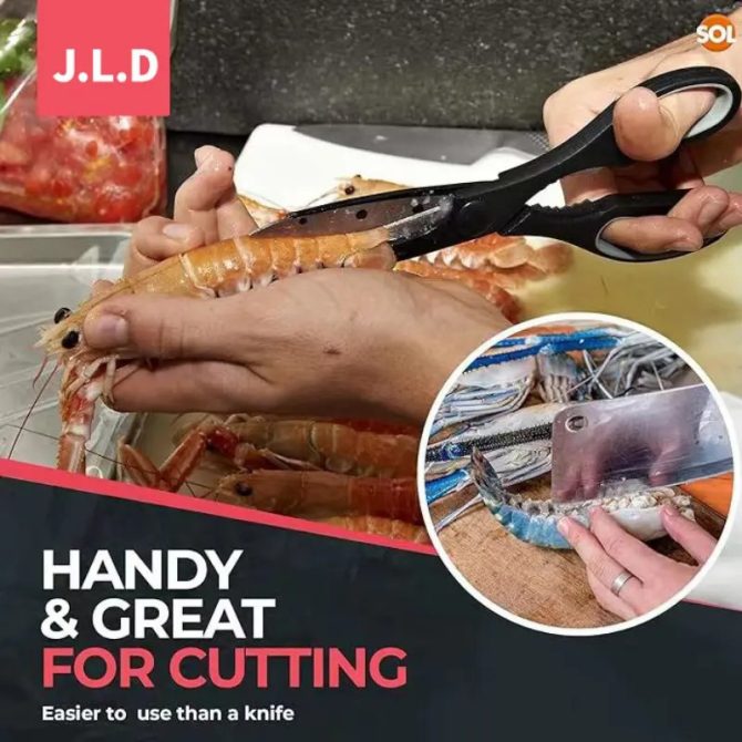 Heavy Duty Multi-Purpose Kitchen Scissors, Food Scissors, Sharp Scissors with Nutcrackers, Bottle Opener, Can Opener, Vegetable Cutting Scissors, Chopping Scissors, Multi-Purpose Utensil Gadgets - Image 4