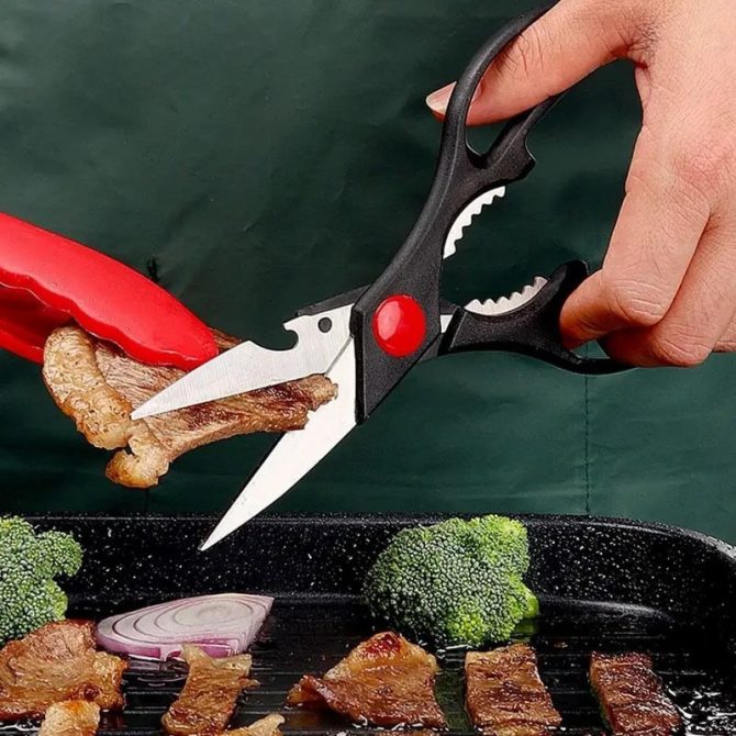 Heavy Duty Multi-Purpose Kitchen Scissors, Food Scissors, Sharp Scissors with Nutcrackers, Bottle Opener, Can Opener, Vegetable Cutting Scissors, Chopping Scissors, Multi-Purpose Utensil Gadgets - Image 9
