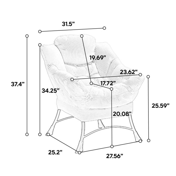 Lazy Chair with Ottoman, Modern Lounge Accent Chair with Armrests and a Side Pocket, Leisure Upholstered Sofa Chair Reading Chair with Footrest for Small Space, Corner Chair-Grey - Image 11