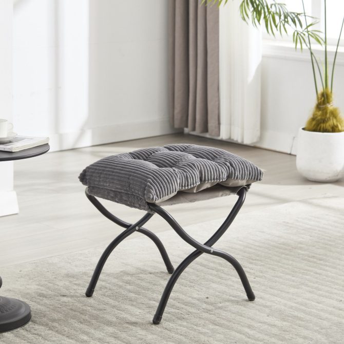 Lazy Chair with Ottoman, Modern Lounge Accent Chair with Armrests and a Side Pocket, Leisure Upholstered Sofa Chair Reading Chair with Footrest for Small Space, Corner Chair-Grey - Image 9