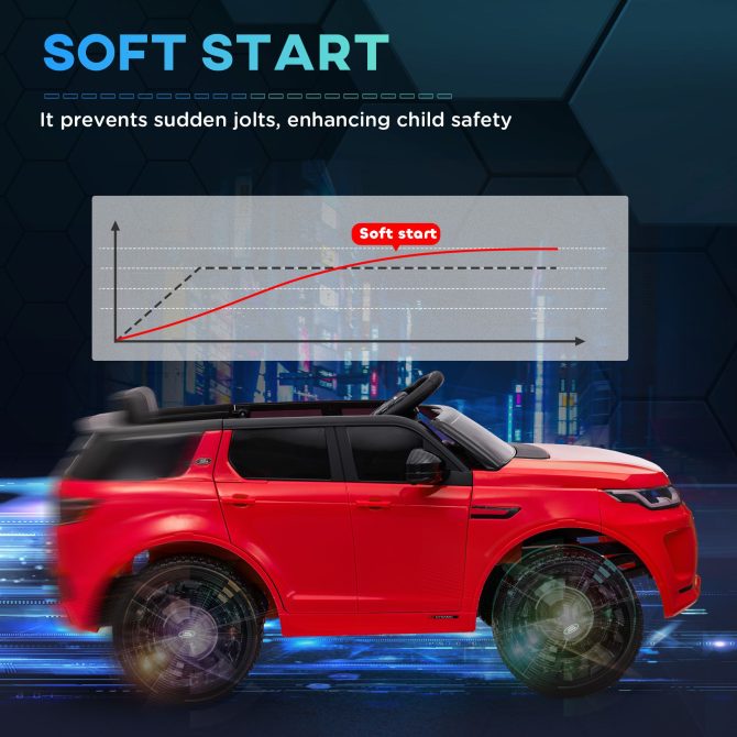 Qaba Land Rover Discovery Sport Licensed 12V Kids Ride on Car, Battery Powered Kids Electric Car with Remote Control, Soft Start, LED Lights, Music Horn, 3 Speeds, Red - Image 3