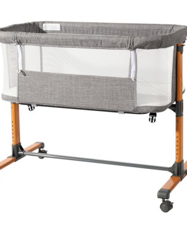 Iron pipe + plastic 150D encrypted cationic fabric gray baby cradle bed model: KT-BSW