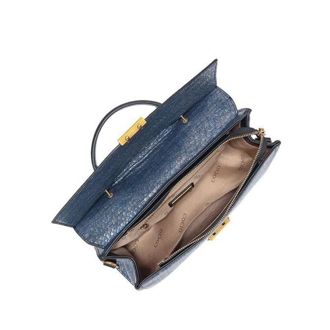 New blue snake print handbag bag female premium sense of niche fashion hundred shoulder crossbody bag - Image 3
