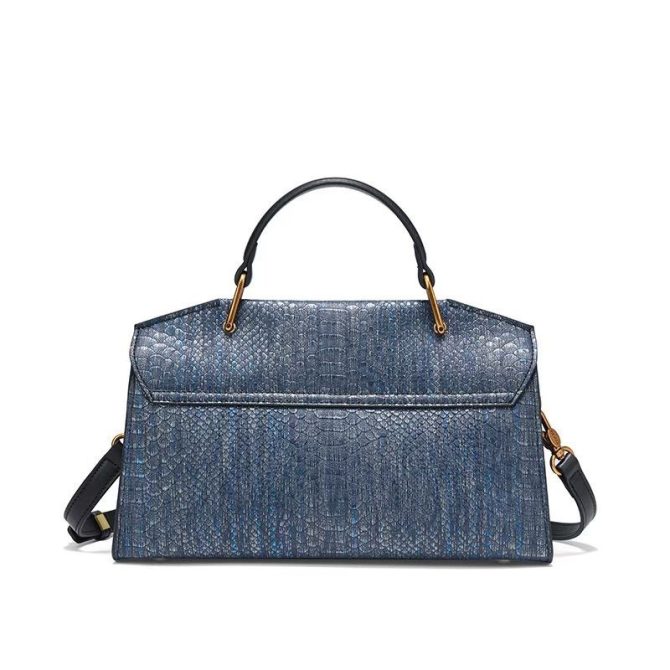 New blue snake print handbag bag female premium sense of niche fashion hundred shoulder crossbody bag - Image 4