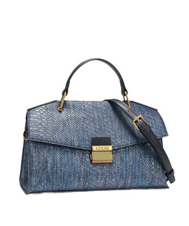 New blue snake print handbag bag female premium sense of niche fashion hundred shoulder crossbody bag