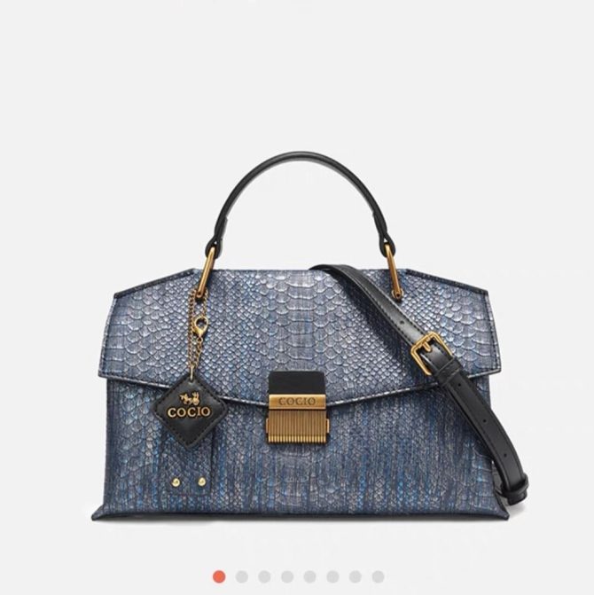 New blue snake print handbag bag female premium sense of niche fashion hundred shoulder crossbody bag - Image 5