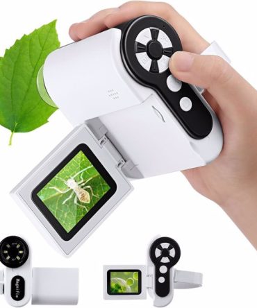 Microscope for Kids, 1000X Handheld Kids Microscope with 6 Adjustable LED Lights, Valentines Day Gifts for Kids School Ages 8-13, 32G SD Card Included-White