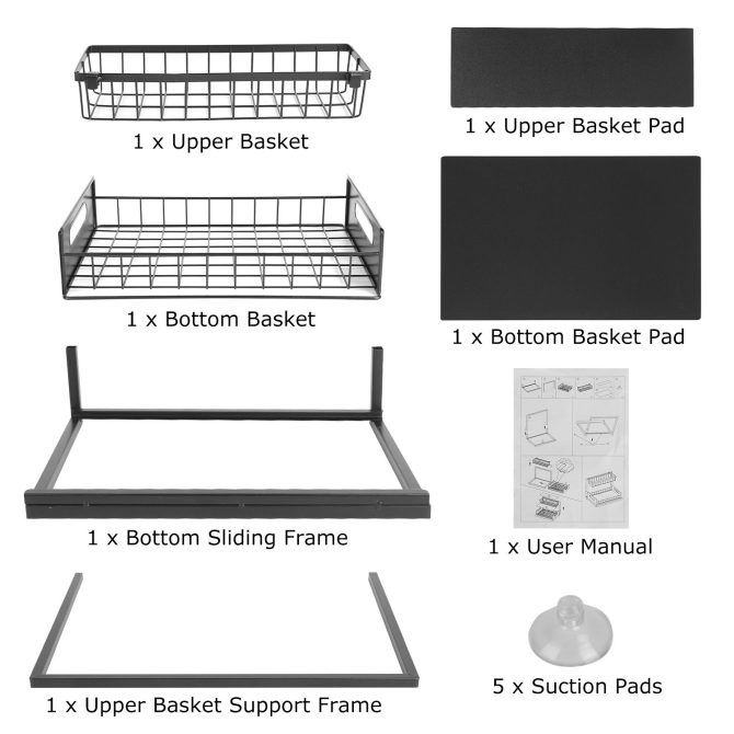 2 Tier Under Sink Organizers Pull Out Under Cabinet Basket Storage Shelf Sliding Drawer for Kitchen Bathroom - Image 4