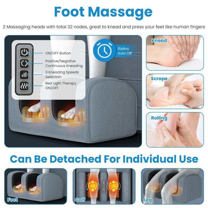 Full Body Electric Massage Mat Heating Vibration Massage Pad Cushion Back Massage Mattress Chair Pad with Neck massage Foot massage Head Pillow Inflatable Lumber Pillow Smart Timer - Image 11