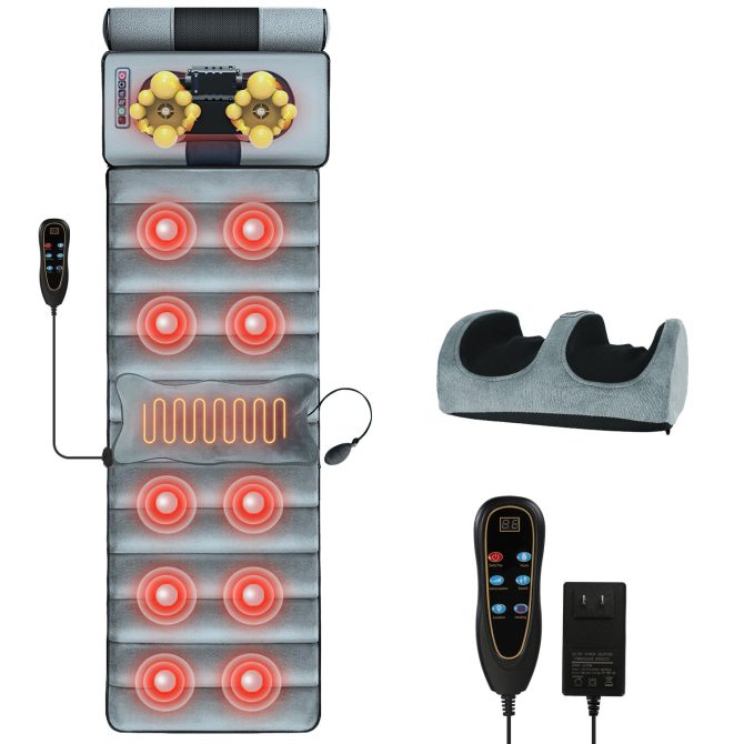 Full Body Electric Massage Mat Heating Vibration Massage Pad Cushion Back Massage Mattress Chair Pad with Neck massage Foot massage Head Pillow Inflatable Lumber Pillow Smart Timer - Image 12