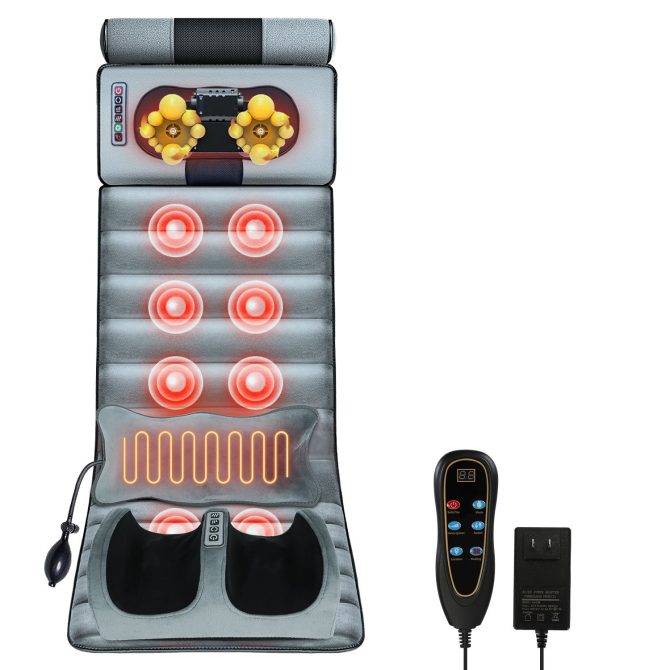 Full Body Electric Massage Mat Heating Vibration Massage Pad Cushion Back Massage Mattress Chair Pad with Neck massage Foot massage Head Pillow Inflatable Lumber Pillow Smart Timer - Image 13