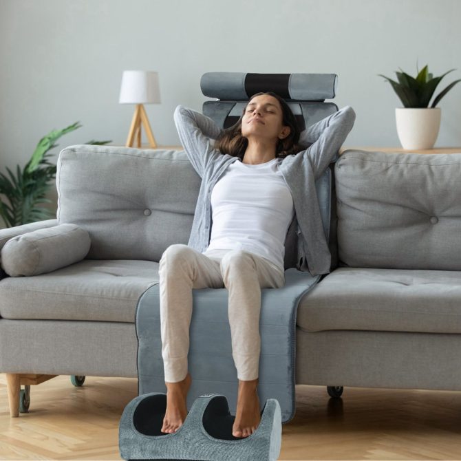 Full Body Electric Massage Mat Heating Vibration Massage Pad Cushion Back Massage Mattress Chair Pad with Neck massage Foot massage Head Pillow Inflatable Lumber Pillow Smart Timer - Image 17