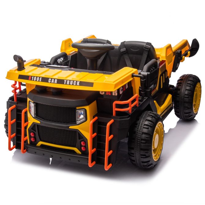 24V Two-seater Kids Ride On Electric Car W/parents control,Seat width 19.69in,400W motor,E-rear dump,light&rear searchlight,USB,MP3,Bluetooth,Music,Provide a Speed of 3.11-4.97MPH For Kids Aged 3+. - Image 4