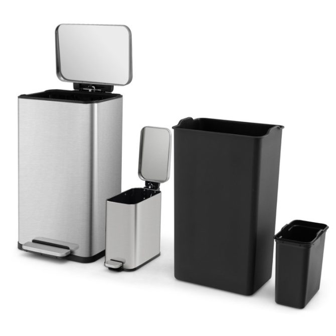10.5 Gal and 1.6 Gal Step Trash Can Combo Set with Detachable Inner Buckets - Image 3