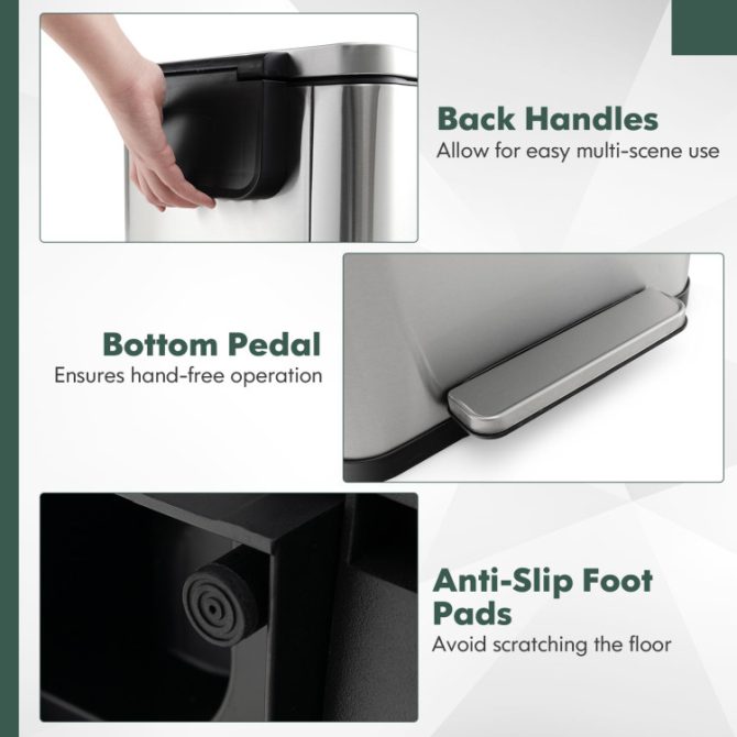 10.5 Gal and 1.6 Gal Step Trash Can Combo Set with Detachable Inner Buckets - Image 10