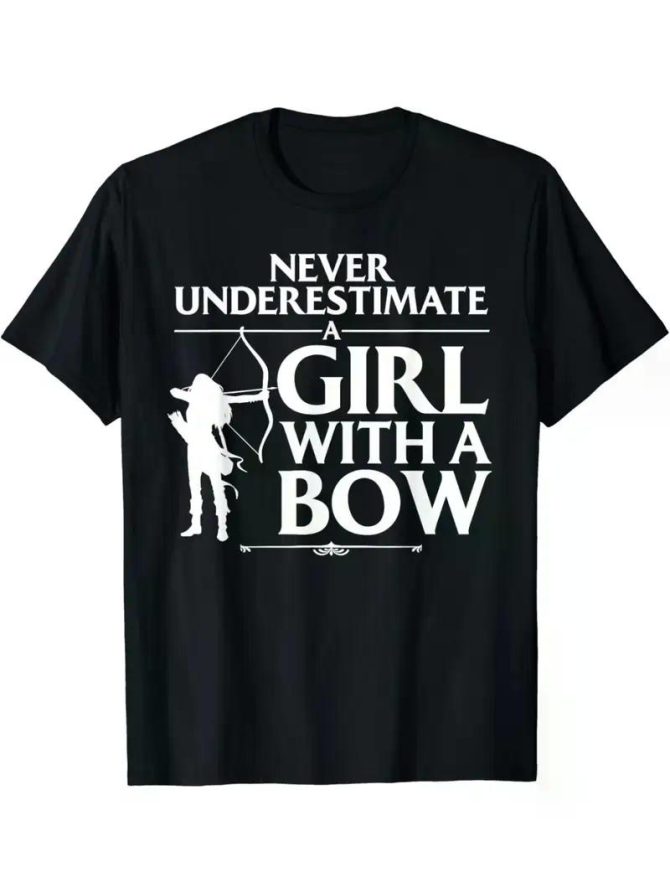 1pc Women'S Archery-Inspired Cotton T-Shirt, Crew Neck, Short Sleeve, Regular Fit, Geometric Pattern, Knit Fabric, Medium Stretch