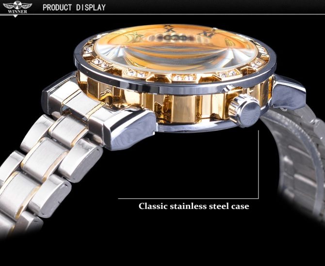 Fashion Casual Classic Popular Skeleton Rhinestone Manual Mechanical Watch Identity Status - Image 6