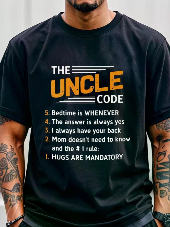 The Uncle Code Family Shirts Men Funny T Shirts, Uncle Birthday Gifts, Men's T Shirts, Going Out, Gym-Friendly, Running, Sports Tees For Fitness Enthusiasts, Breathable, - Image 25