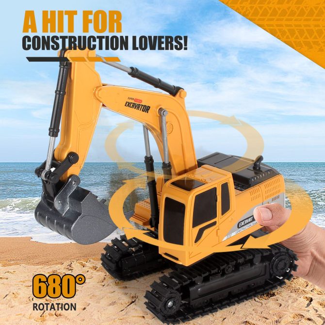 Jiakora Remote Control Excavator RC Digger Truck Construction Vehicles Boys Toys,with Metal Shovel & Light.Boy presents, birthday presents, Christmas presents, New Year presents, - Image 3