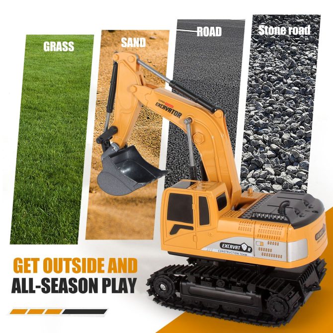 Jiakora Remote Control Excavator RC Digger Truck Construction Vehicles Boys Toys,with Metal Shovel & Light.Boy presents, birthday presents, Christmas presents, New Year presents, - Image 4